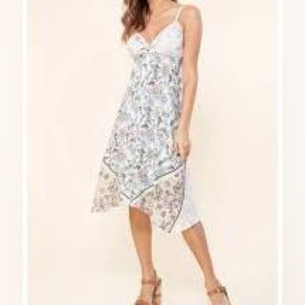 Hale Bob Sylvie Linen Dress With Floral Patterns, Button Closure size S